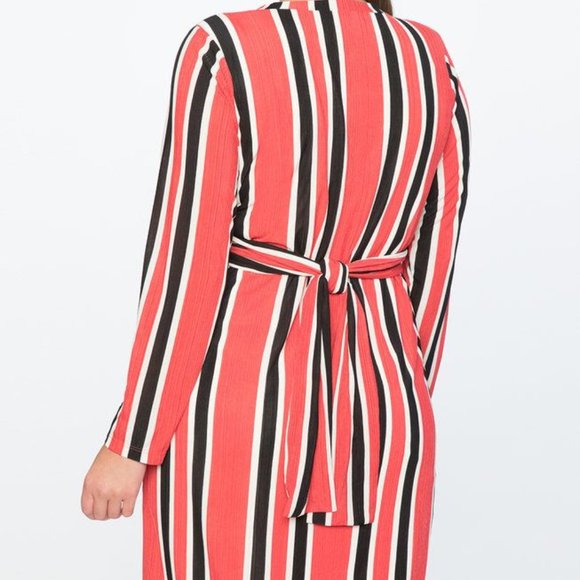 Eloquii Striped Ottoman Tie Back Midi Dress - Picture 3 of 4